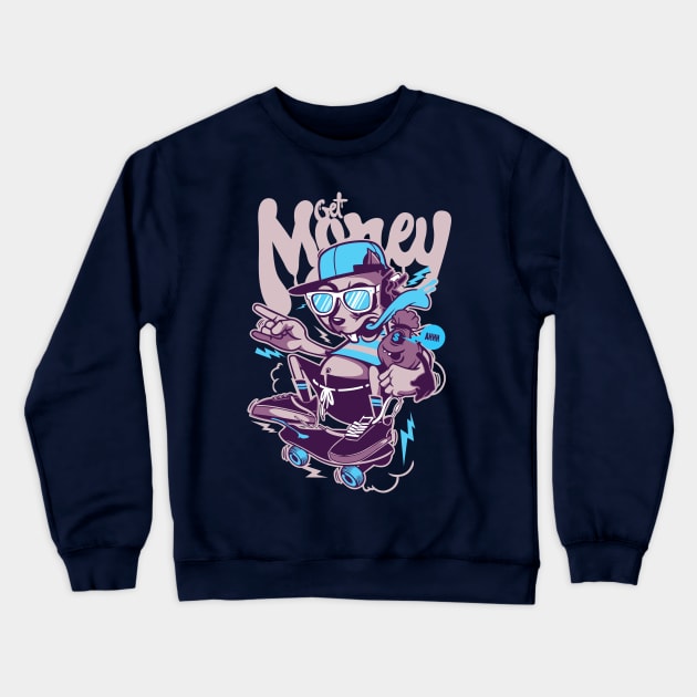 Skating Big Mouse Crewneck Sweatshirt by mertkaratay